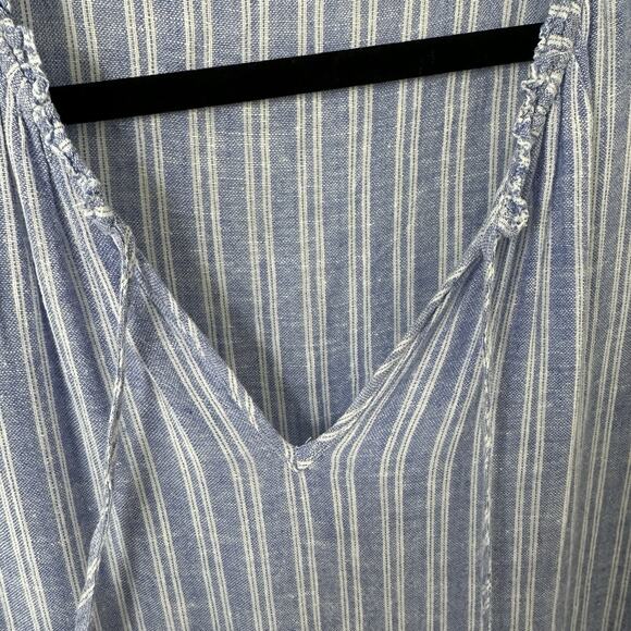 Rails Everly Ludlow Stripe Linen Blend Long Sleeve Dress Blue Size XS Flowy - Picture 3 of 10